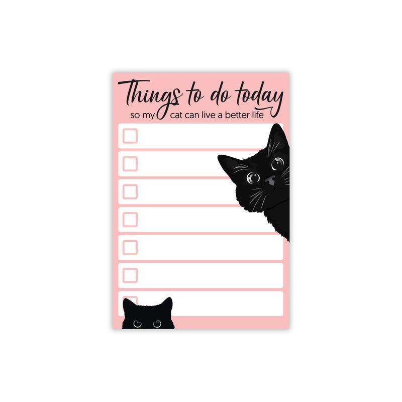 DAILY RITMO Funny Black Cat Lover Small to Do List Sticky Notes  Pink | Things to Do Today | Humor Notebook Notepad Note Card for Women Gift| 50 Pages 4x6 by DAILY RITMO - Image 5